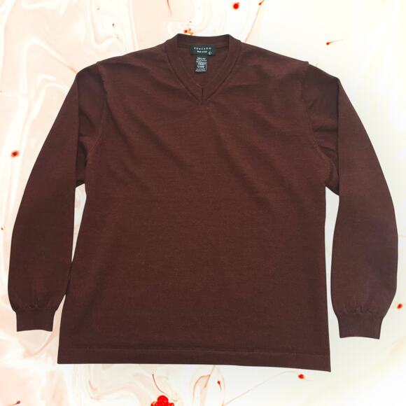 Vintage TOSCANO Made In Italy 100% Merino Wool Luxury Sweater VNeck Burgundy Red - Picture 1 of 7